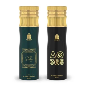 Zafran Noir Pack of 2 The Story And AQ 365 Non Alcoholic Deodorant Body spray 200 ML Each